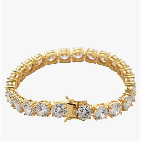 14K Gold Plated Moissanite 8mm Ladies Tennis Bracelet Gift Set Yellow Gold 8 in… - Picture 6 of 7